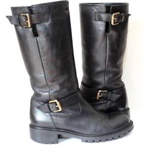 Fendi leather moto boot, fur lined, size 36